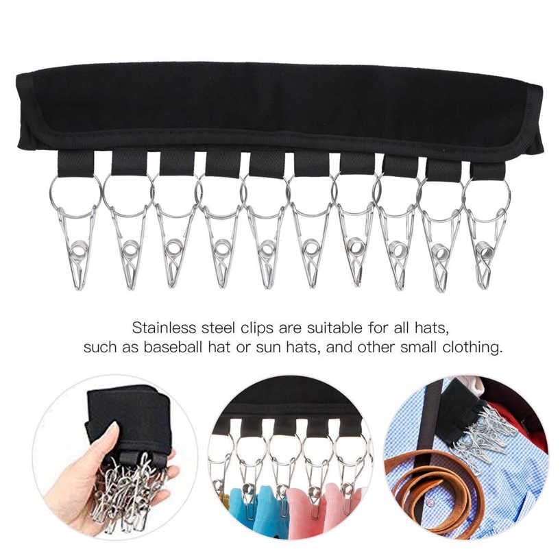 2Pcs Outdoor Portable Camping Foldable Travel Clip Coat and Hat Rack Hanger with 10 Clips