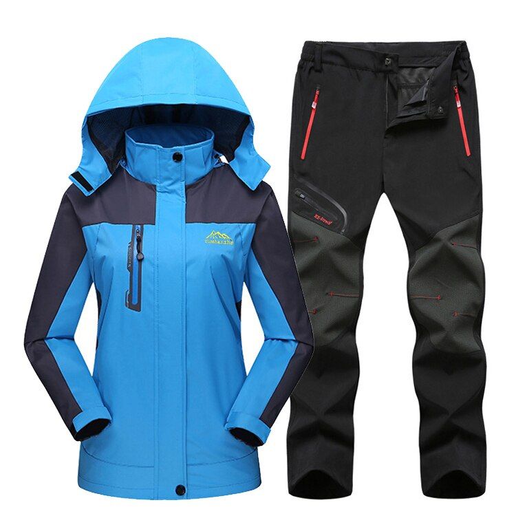 TRVLWEGO Spring Autumn Women Hiking Jackets Pants Suits Female Outdoor Waterproof Windproof Camping Fishing Windbreaker