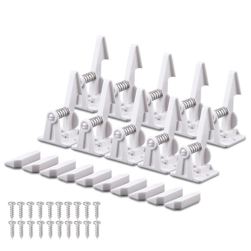 10 Pcs Locks Child Safety Latches Cabinets Drawer Lock Adhesive Latch for Kids Proof Drawers No Drilling Tools (White)
