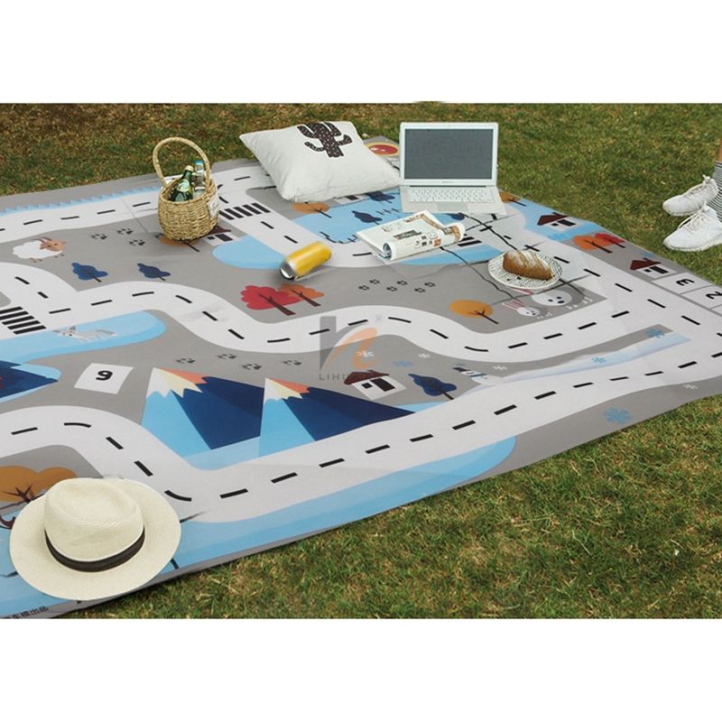 Toy Car Mat Map Children's Play Area Rug Pad Urban Road Map Game Collapsible Building Parking Lot 130X100CM