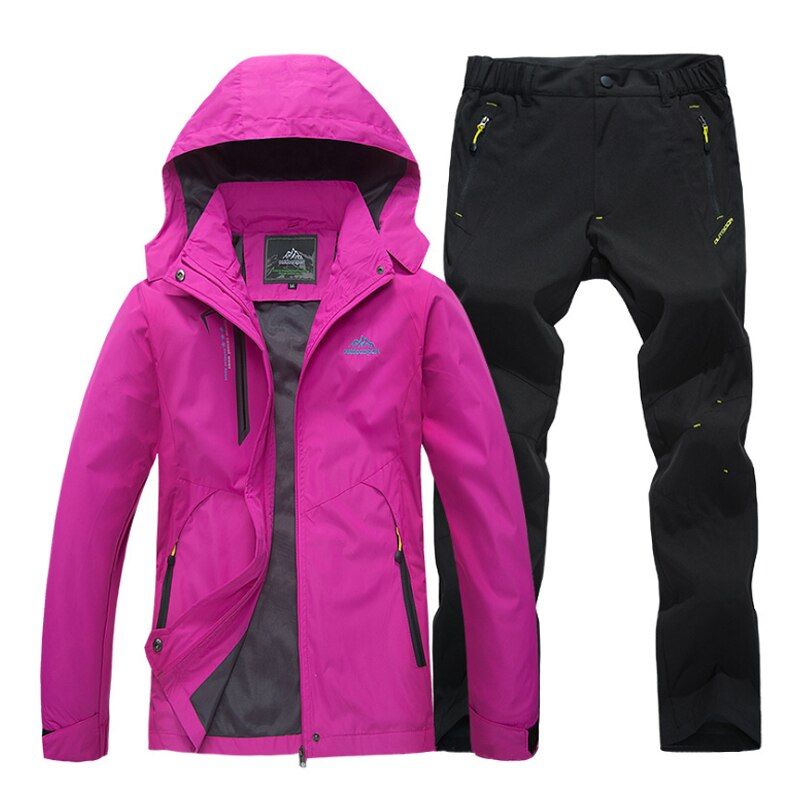 TRVLWEGO Spring and Autumn Outdoor Single Jackets Hiking Camping Clothes Pants Women's Suit Windbreak Coat Trousers