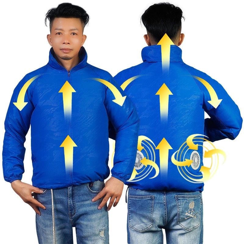 Summer Cooling Jacket Cool Fan Ice USB Air Conditioning Clothes Waterproof  Hiking Fishing Coat PC113F