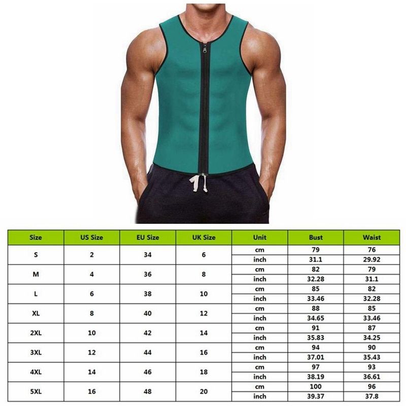 Men Zipper Nepprene Sauna Vest Sauna Suit Men Corset Body Shaper Belly Fat Steampunk Slimming Reducer Latex Underwear