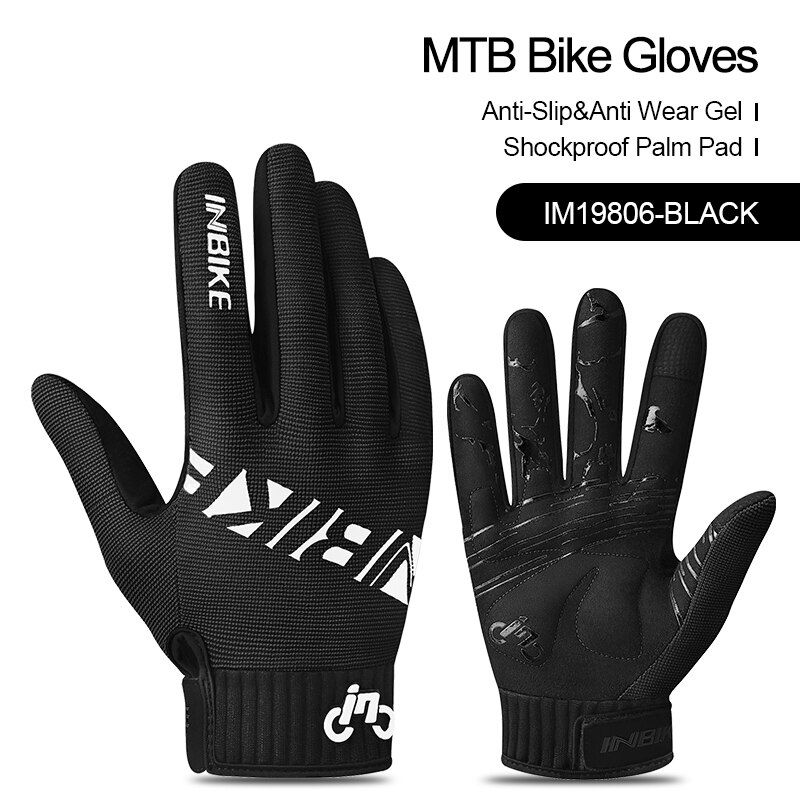 INBIKE Cycling Gloves Touch Screen MTB Bike Gloves Sport Shockproof Full Finger Reflective Winter Spring Bicycle Glove For Men