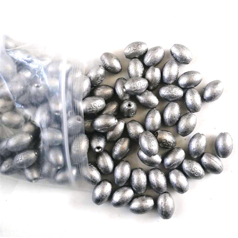 50 Pieces Fishing Sinkers Egg Olive Shape Lead Sinker Weights For Fishing