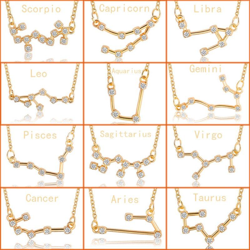 Cxwind 12 Zodiac Letter Leo Sign Astrology Necklace Star Sign Constellation Old English Letter Aries Necklaces for Women MenGift