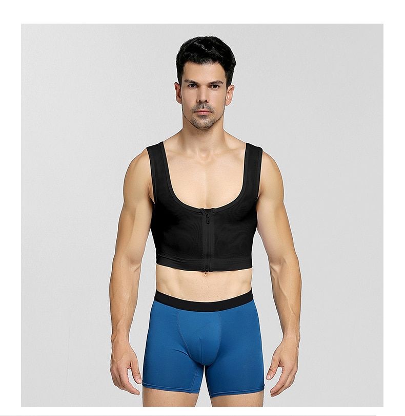 Men Chest Trainer Compression Corset with Zip Gynecomastia Bra Men Slimming Vest Posture Corrector Underwear