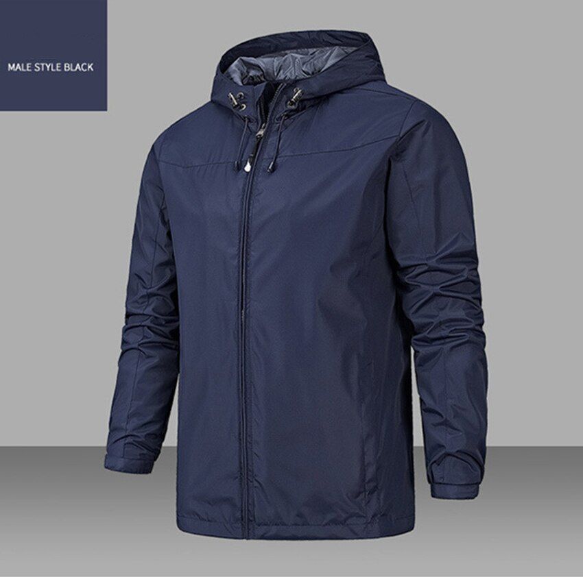 JACKSANQI Spring Men Hiking Hooded Breathable Jacket Riding Outdoor Sport Windbreaker Climbing Fishing Solid Coats RA469
