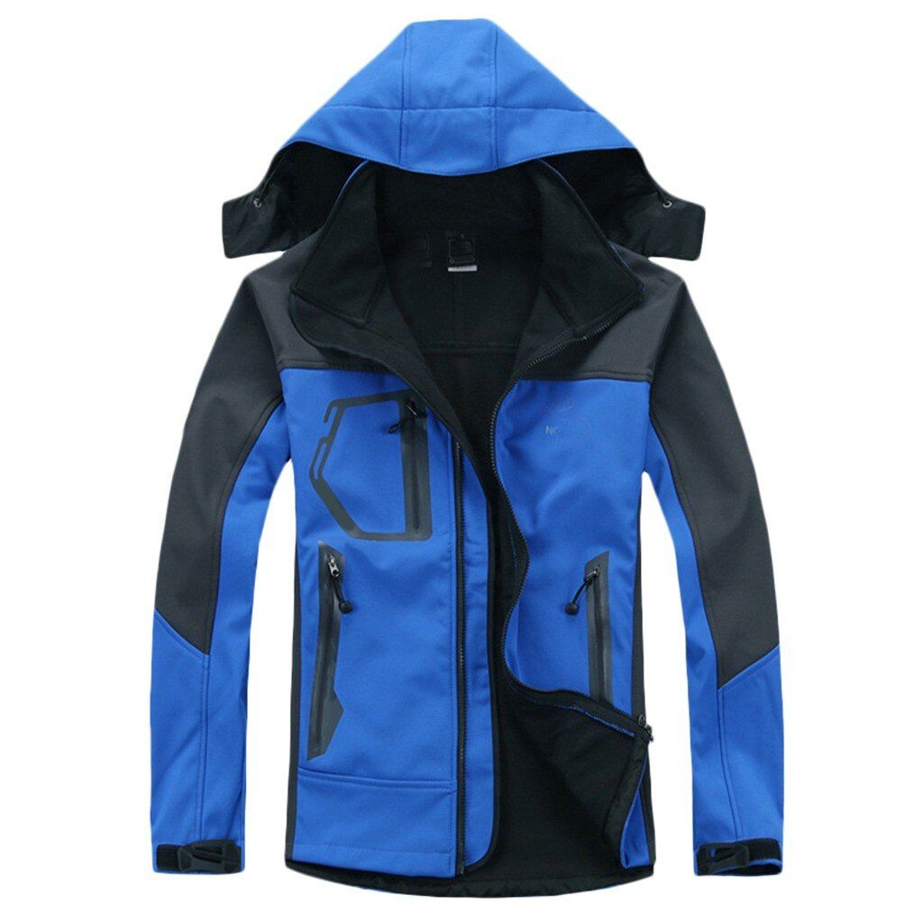 HIking Jackets Men Windproof Waterproof Breathable Hooded Softshell Coats Outdoor Camping Climbing Sports Windbreaker