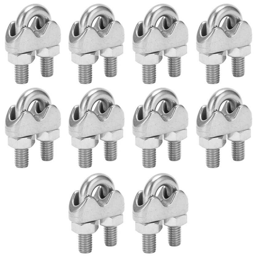 10x 1/4in M6 Stainless Steel Wire Rope Cable Clip Clamp U Saddle Fastener