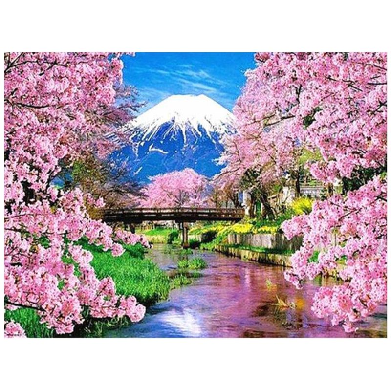DIY 5D Diamond Painting Flower and Mountain Full Circular Diamond Embroidery Sale Diamond Picture of Rhinestones Home Decor Gift