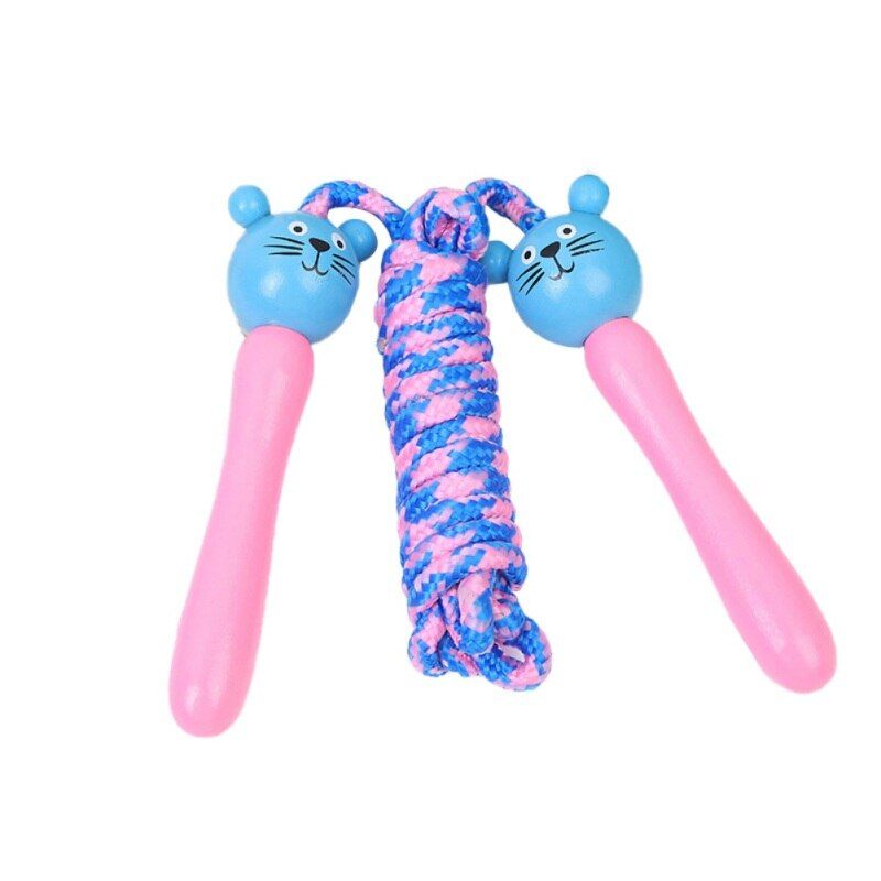Children Cartoon animal Wooden Handle Skipping Rope kindergarten Students Exercise Rope Fitness Jump Rope