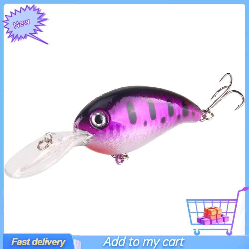 1Pc Crank 3D Eyes Fishing Lure Hard Bait Bass Crankbait Sharp Fish Hook Tackle