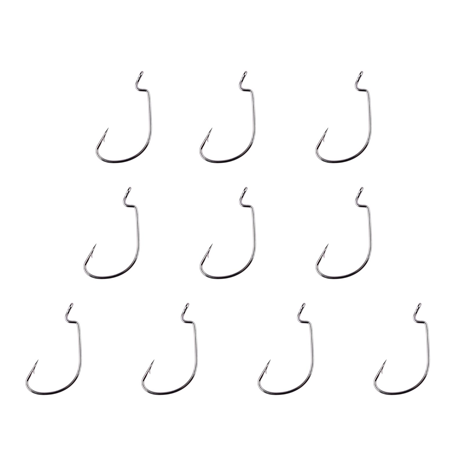 10Pcs High Strength Carbon Steel Worm Lure Bait Crank Fish Hook Fishing Gear