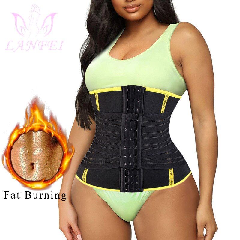 LANFEI Women Tummy Control Body Shaper Sauan Sweat Pull Strap Fajas Slimming Waist Trainer Weight Loss Corset Neoprene Gym Belt
