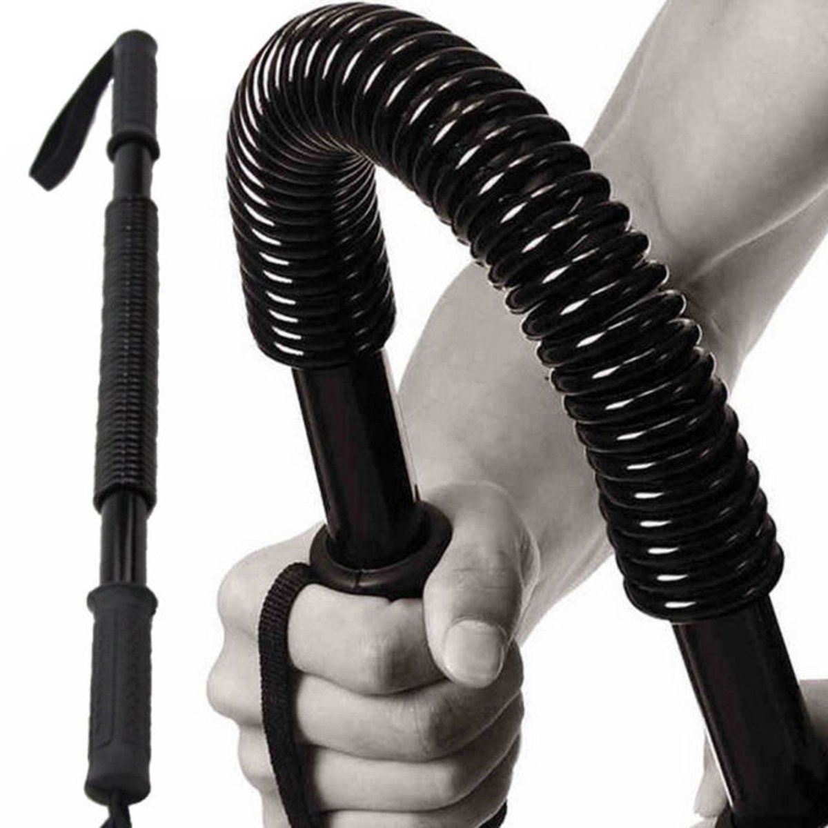 20 kg Power Twister Bar Arm Shoulder Builder Spring Exercise  Chest and Bicep Blaster - Black