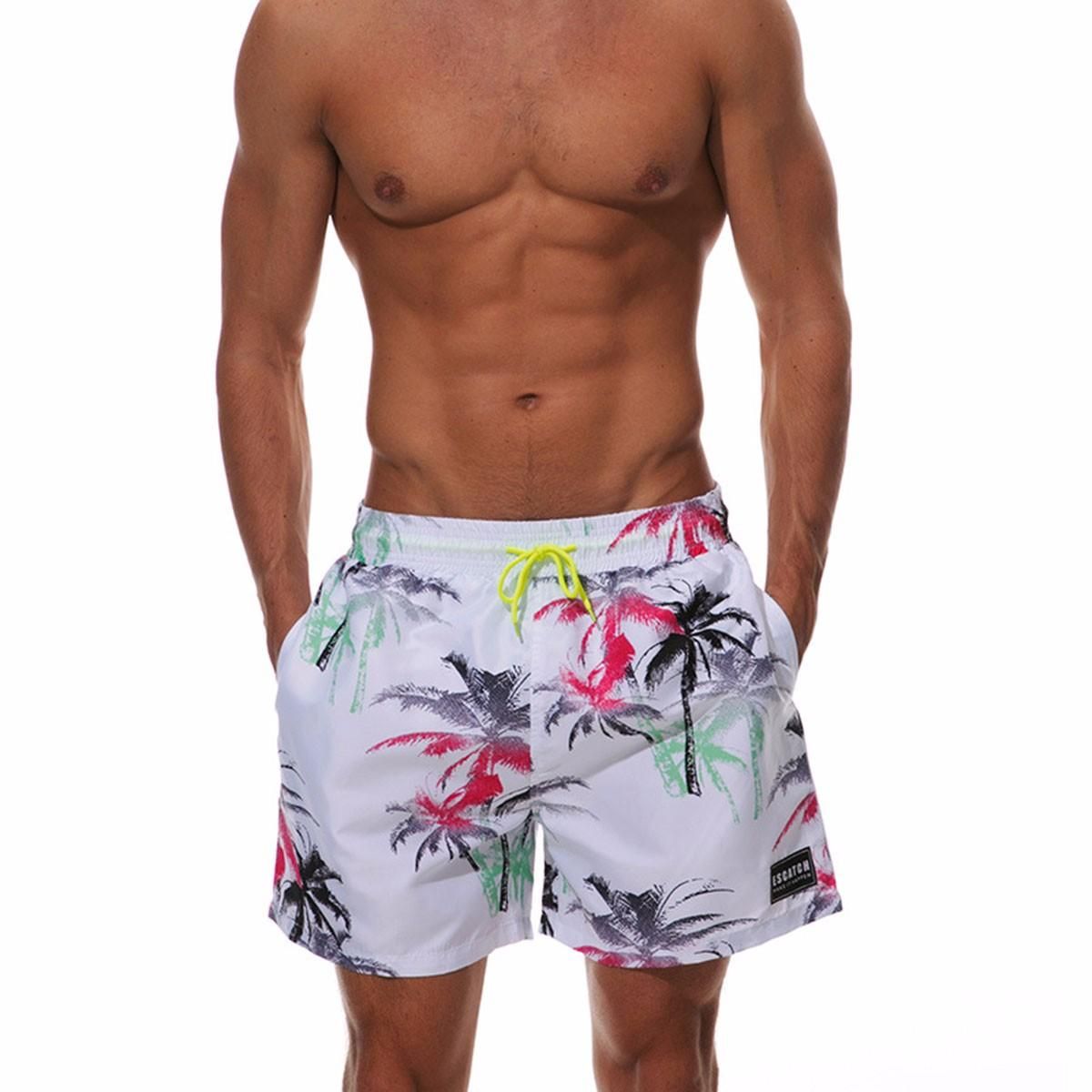 Summer Shorts For Men Beach Shorts Mens Breathable Swimwear Pants Flower Printing Blue/XL