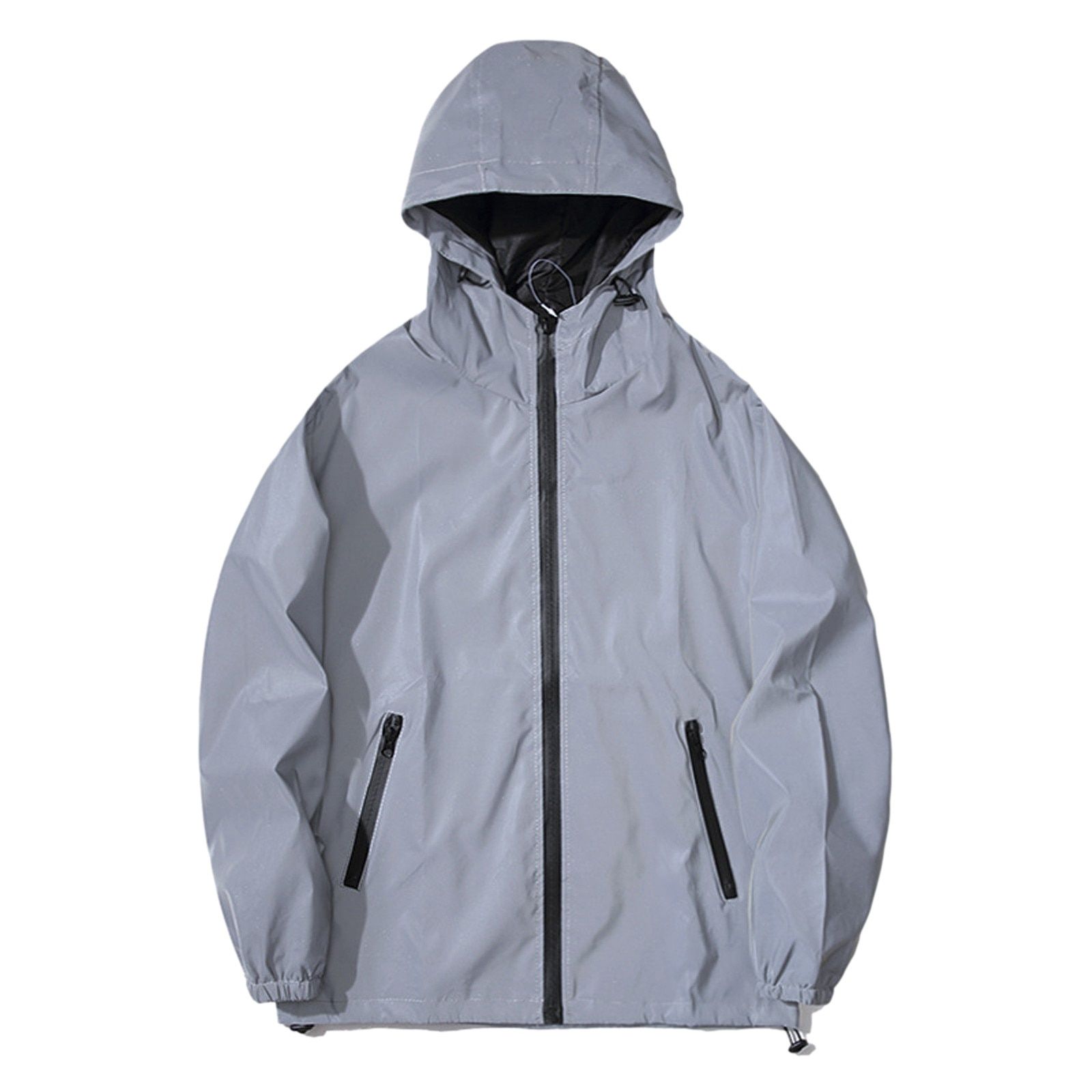 Reflective Personality Tide Men Women Casual Double-Layer Thin Hooded Sports Jackets Student Harajuku Sportswear Coat