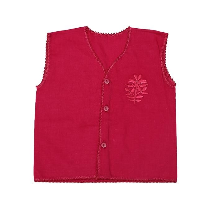 Deep Pink Cotton Nima Infant Dress For Babys