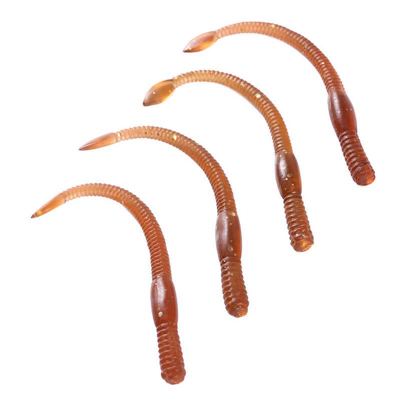 50pcs/lot 7.7cm Fishing Lures Grubs Soft Lure Long Bread Worm Bait Grub Smell Artificial Carp Tools