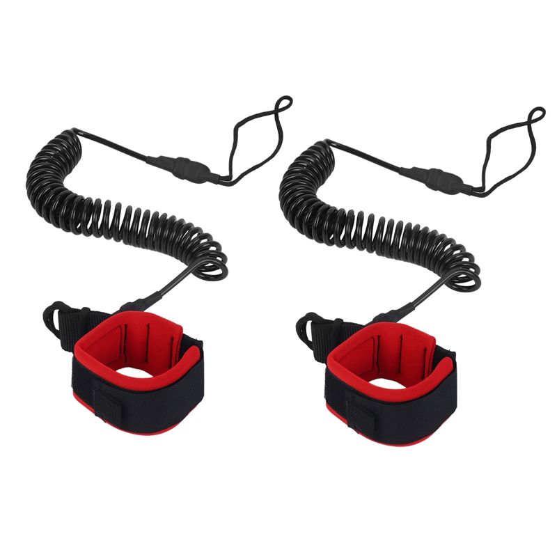 2X 10.6Ft Ankle Leash Surfing Coiled Stand Up Paddle Board Black Tpu Paddle Board Foot Leg Rope Surfboard Raft Rope