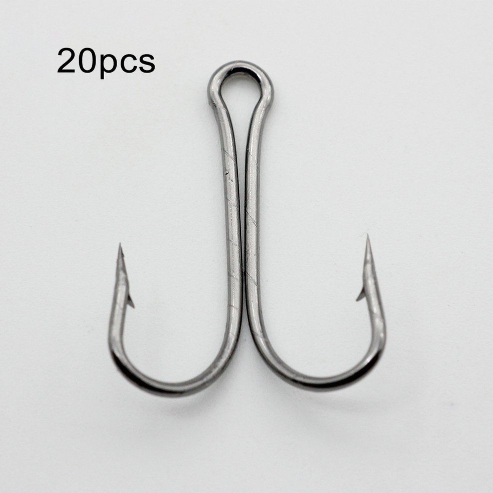 MA 20PCS/SET Durable Carbon Steel Fishing Hooks Crank Hook Fly Tying Double Hook