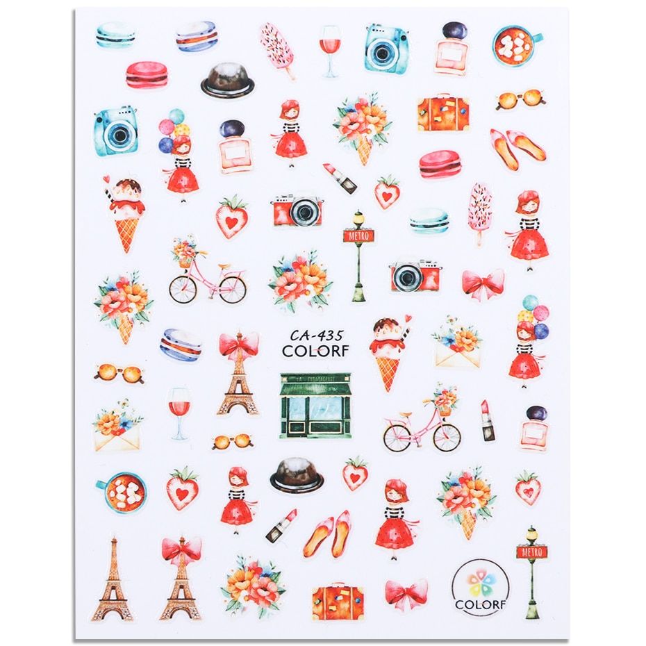1pcs Valentine Nail Art Stickers Cute Lover Lips 3D Adhesive Decals Heart Slider Manicure Tip Nails Decoration BECA428-436-1