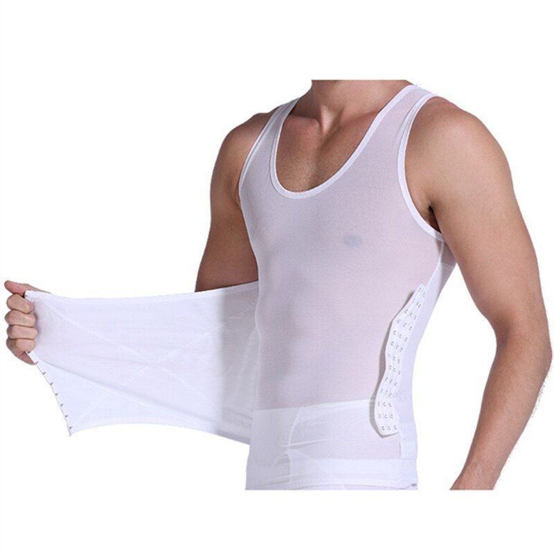 Men Boobs Gynecotia Shapers Abdomen Belly Control Corset Slimming Chest Shirt Tummy Trimmer Shaper Zipper Compression Vest