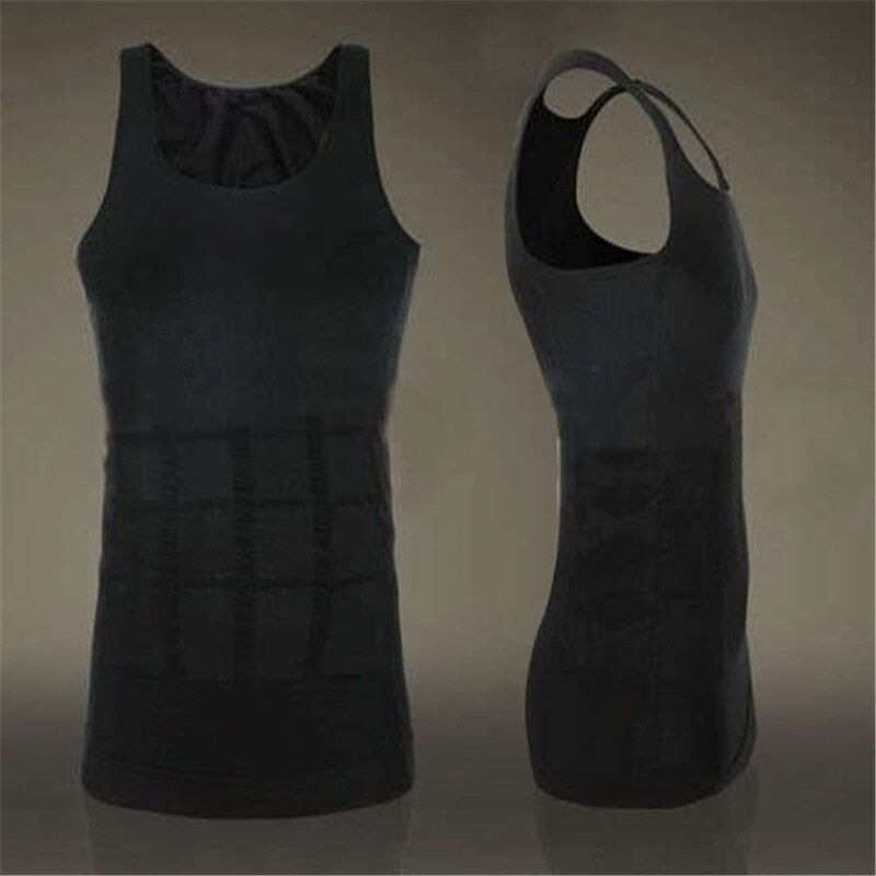 Men Body Shaper Vest Waist Trainer Slimming Underwear Chest Control Tummy Compression Undershirts Black White Tank Tops