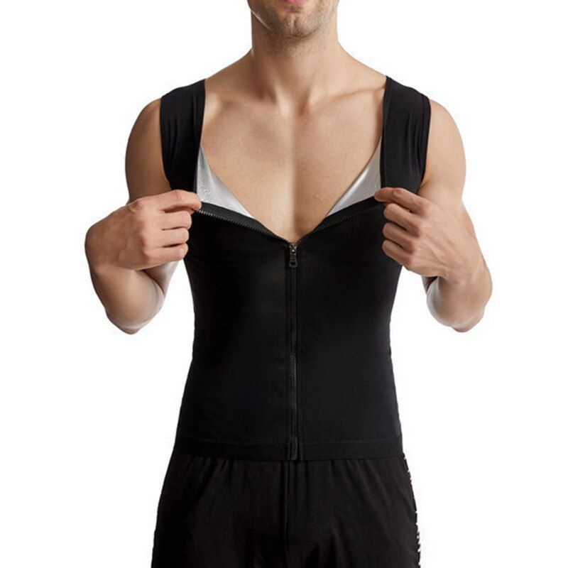Hot Men Body Shaper Weight Loss Fat Burning -Coated Zipper Corset Belly Slimming Waist Shape Sauna Workout Vest