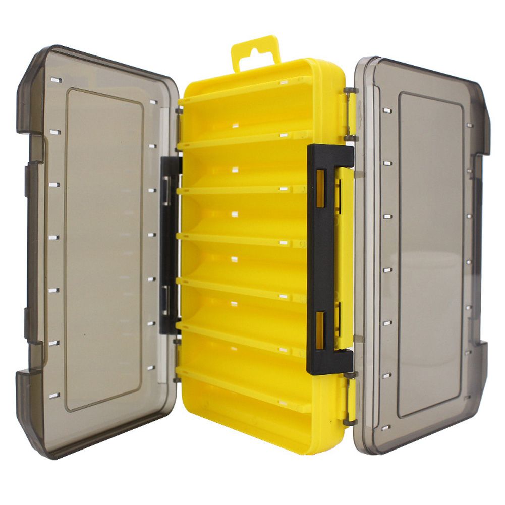 Yfashion Bait Storage Box Multi-function Double Deck Sided Wooden Shrimp Plastic Fishing ackle Box ool Container