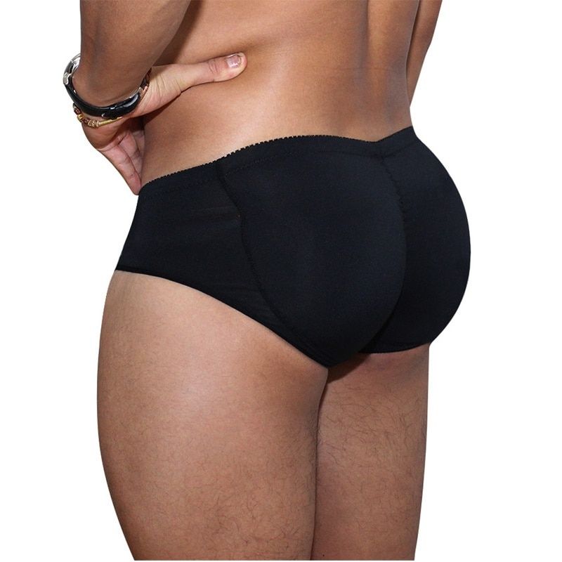 Men Enhancer Booty Padded Shaper Underwear Panties Body Shapewear Seamless Lifter Fake Ass Boxers Panty Shapewear Black
