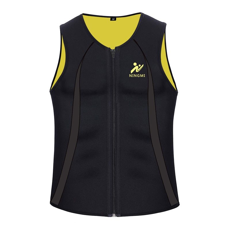waist trainer slimming shirt men hot neoprene fat burn vest compression body shaper sauna gym sweat tank top with zipper