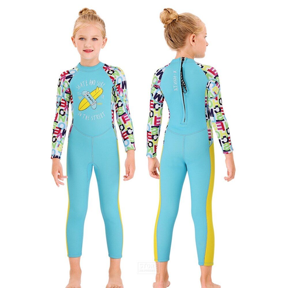 Wetsuit 2.5MM Neoprene Girls Windsurf Surf Children Rash Guard Swimming Kitesurf Scuba Diving Kids Swimwear Clothes Bathing Suit