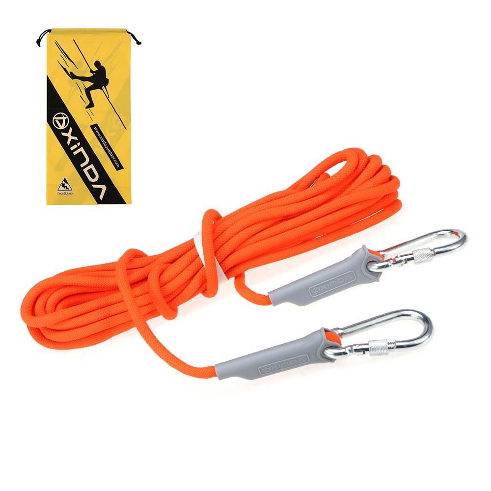 10 Meters Outdoors Rope with Carabiner 9.5mm Diameter 2645lbs Rope Safety Rope 12KN