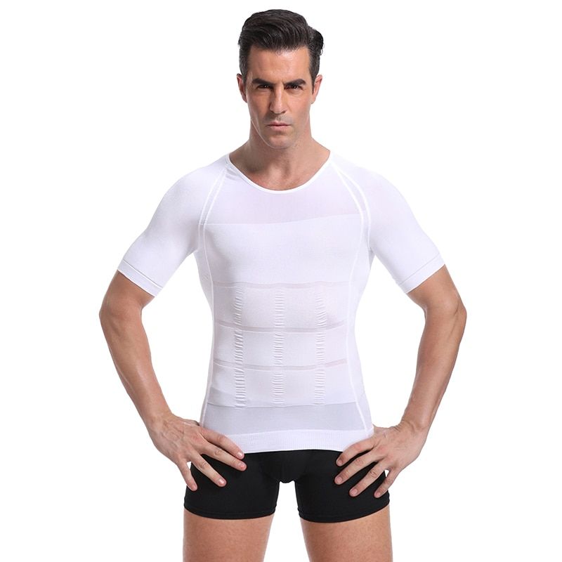 Men Body Shapers Tight Posture Shirt Fitness Tummy Control Elastic Abdomen Shape Belly Corrector Slimming Boobs Gym Corset