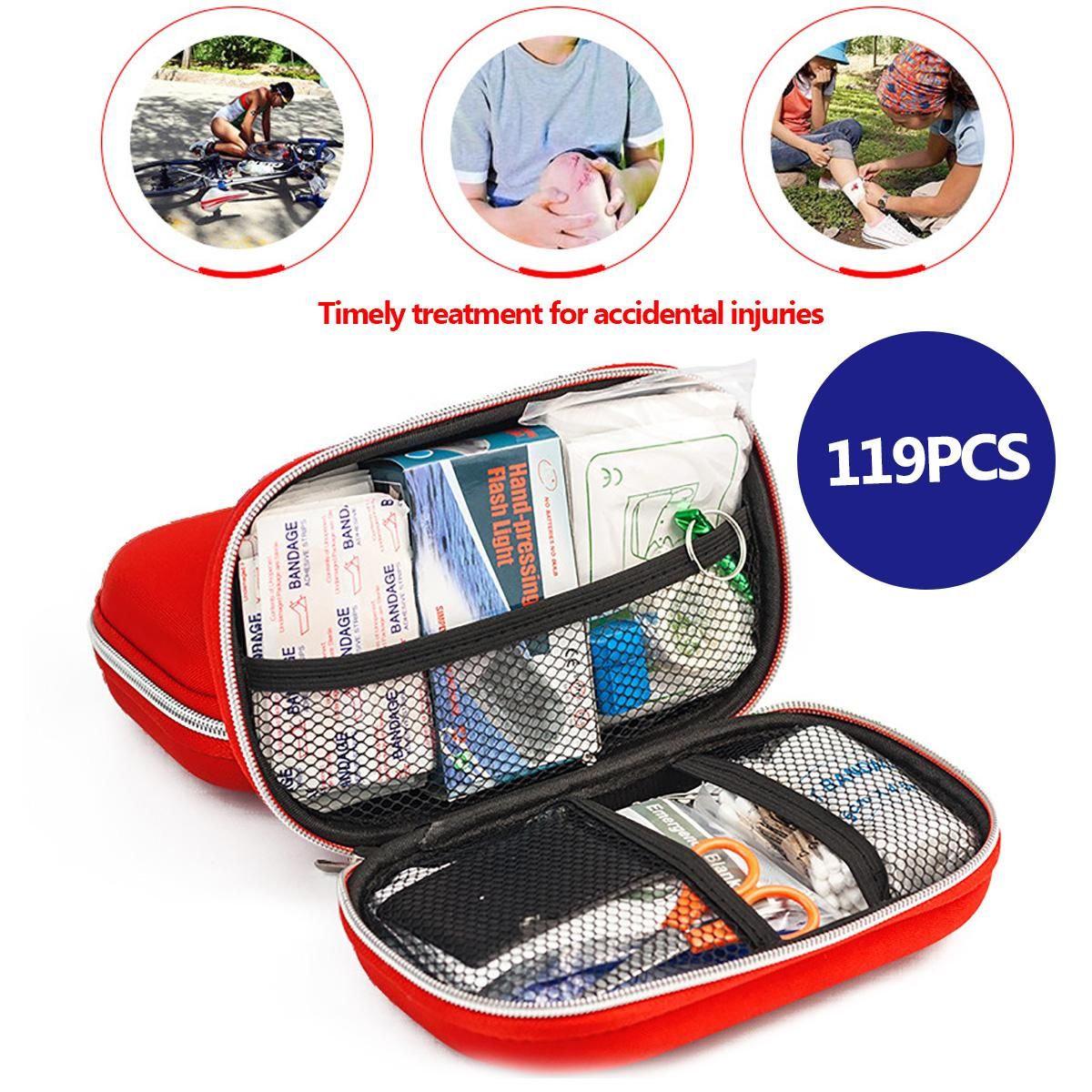 119Pcs Survival First Aid Kit SOS Medical Bag For Home Outdoor Emergency Set