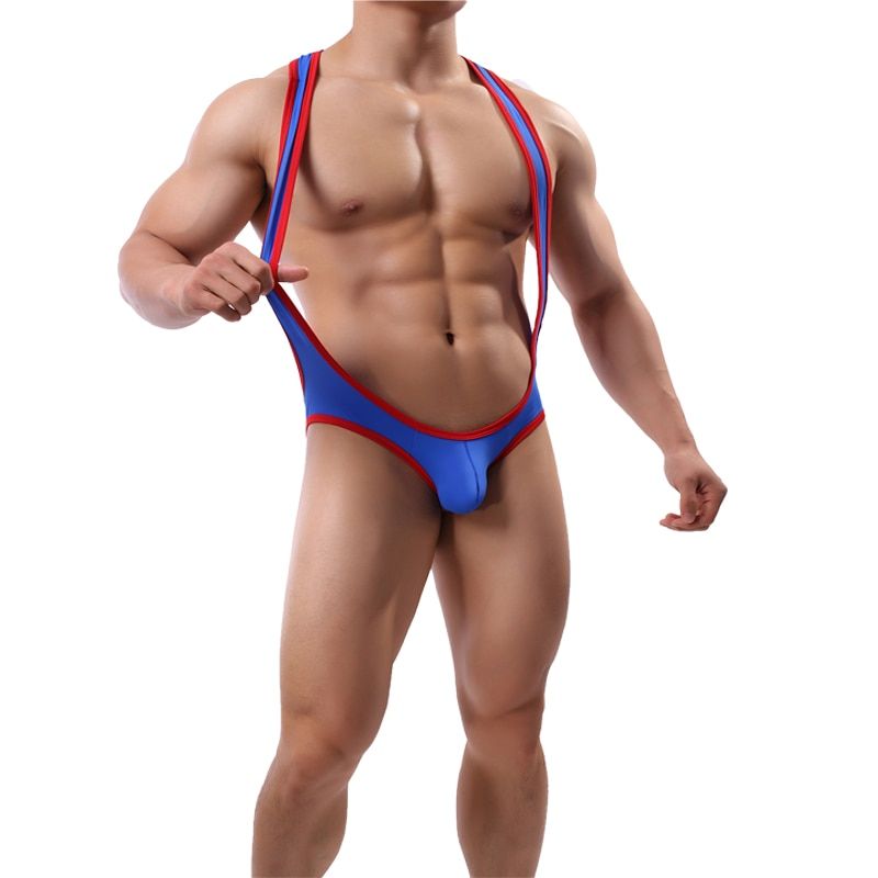 Men Ice Silk Bodysuit Jockstrap Bodywear Underwear Men Lashing Briefs Wrestling Singlet Shapers Leotard Jumpsuits Suspender