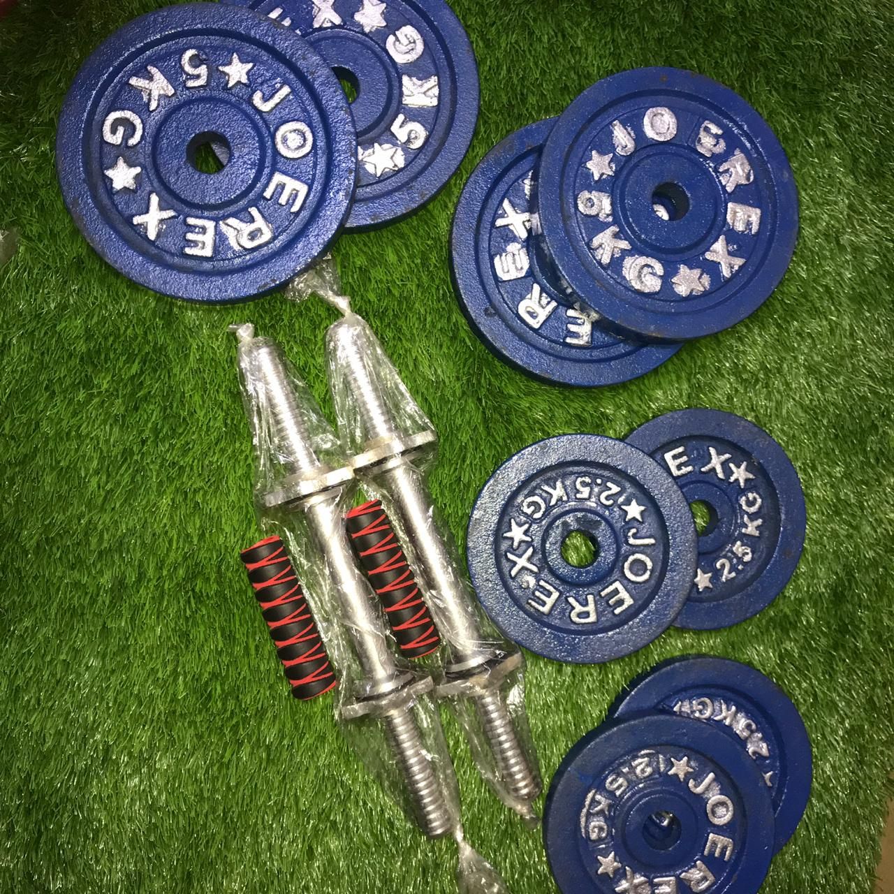 Combo Dumbbell Plate With Two 15 inch Sticks - 30KG (5kg*4 + 2.5kg*4)