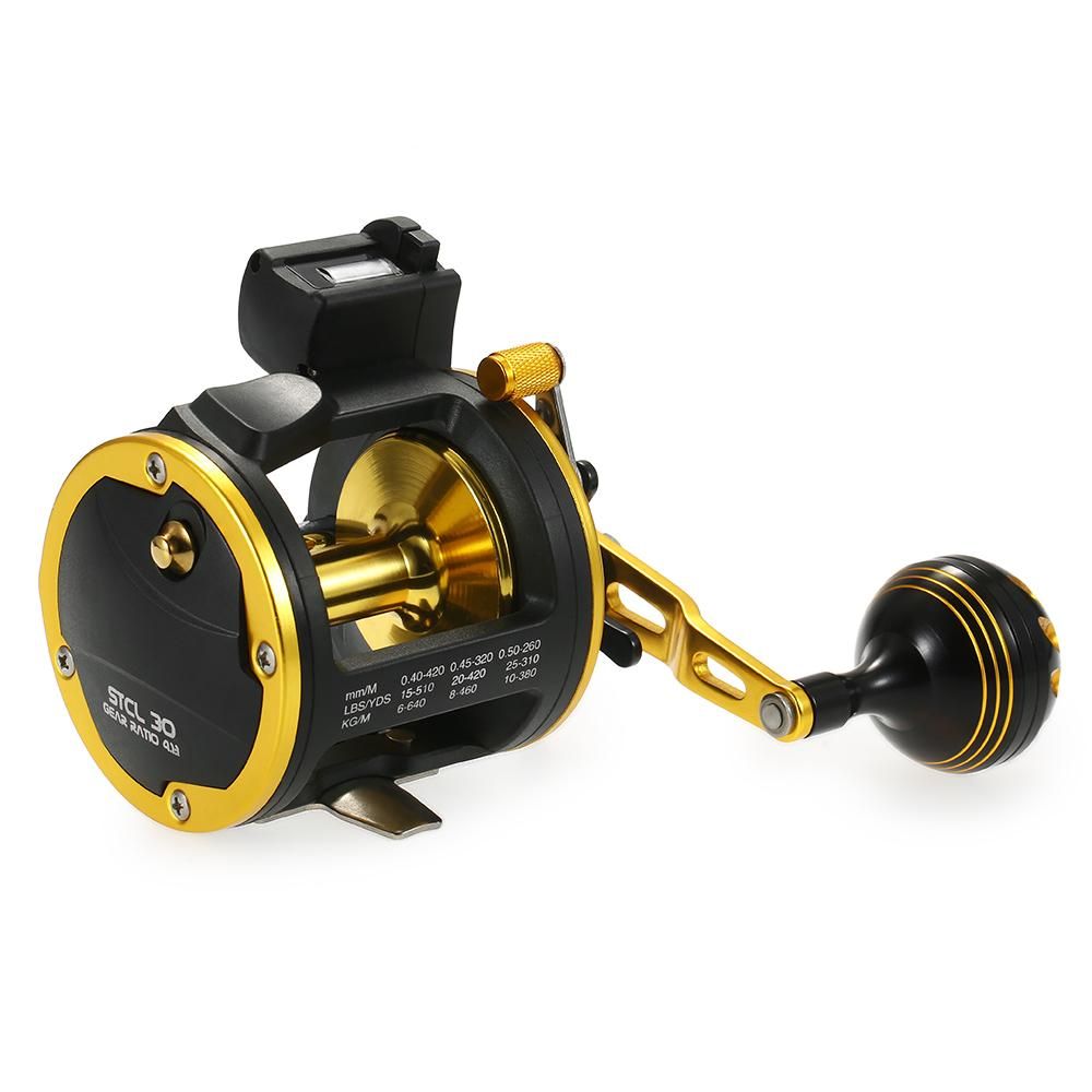 6+1 Ball Bearing Fishing Trolling Reel with Line Counter Alarm Bell Drum Reel Fish Vessel Plate Bait Casting Wheel
