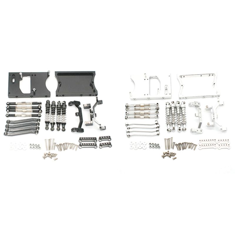 2 Set Chassis Pull Rods Servo Fixed Mount Bracket Shock Absorber for MN D90 D91 MN99S 1/12 RC Car Parts, Black & Silver