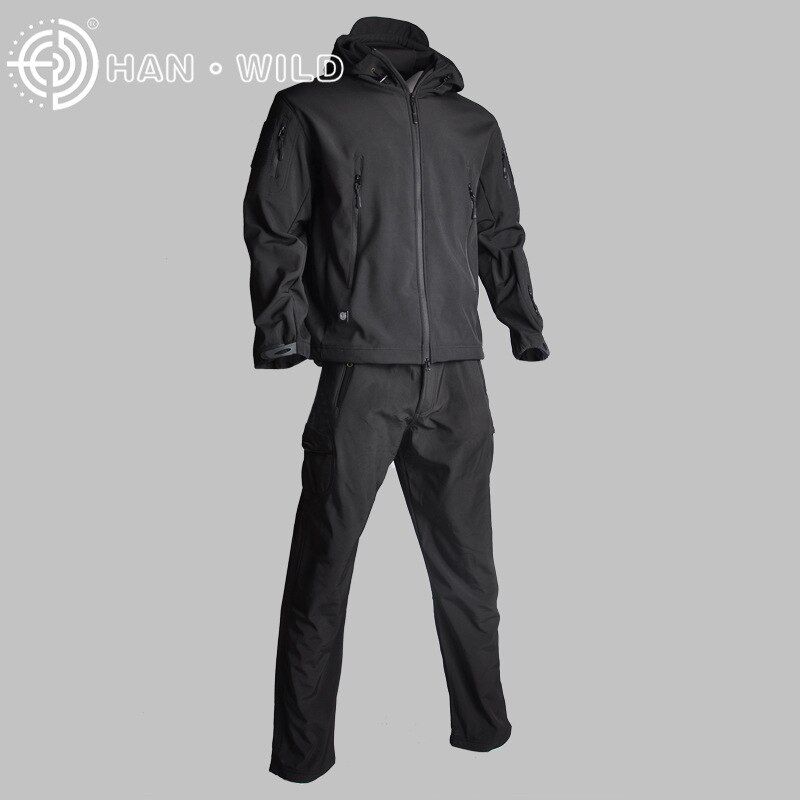 Jacket Winter Fleece  Windbreaker Windproof Jacket Men  Clothes Hiking Softshell Coat + Pants