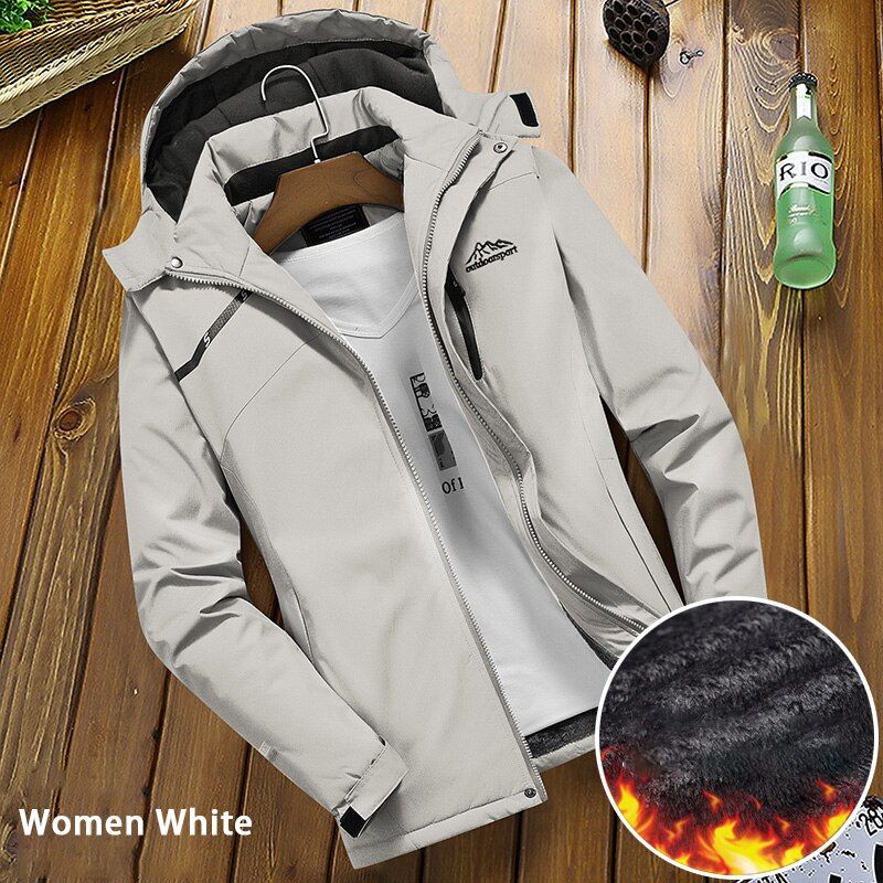 LNGXO Winter Inner Fleece Waterproof Jacket Men Women Outdoor Windbreaker Hiking Camping Skiing Rain Jacket Thick Thermal Coat