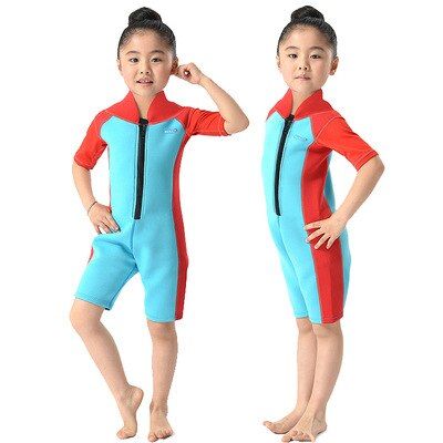 Hisea 2mm Neoprene Short Sleeves Kids Wetsuits Diving Suits for Boys/Girls Children Rash Guards One Pieces Surfing Swim Snorkel