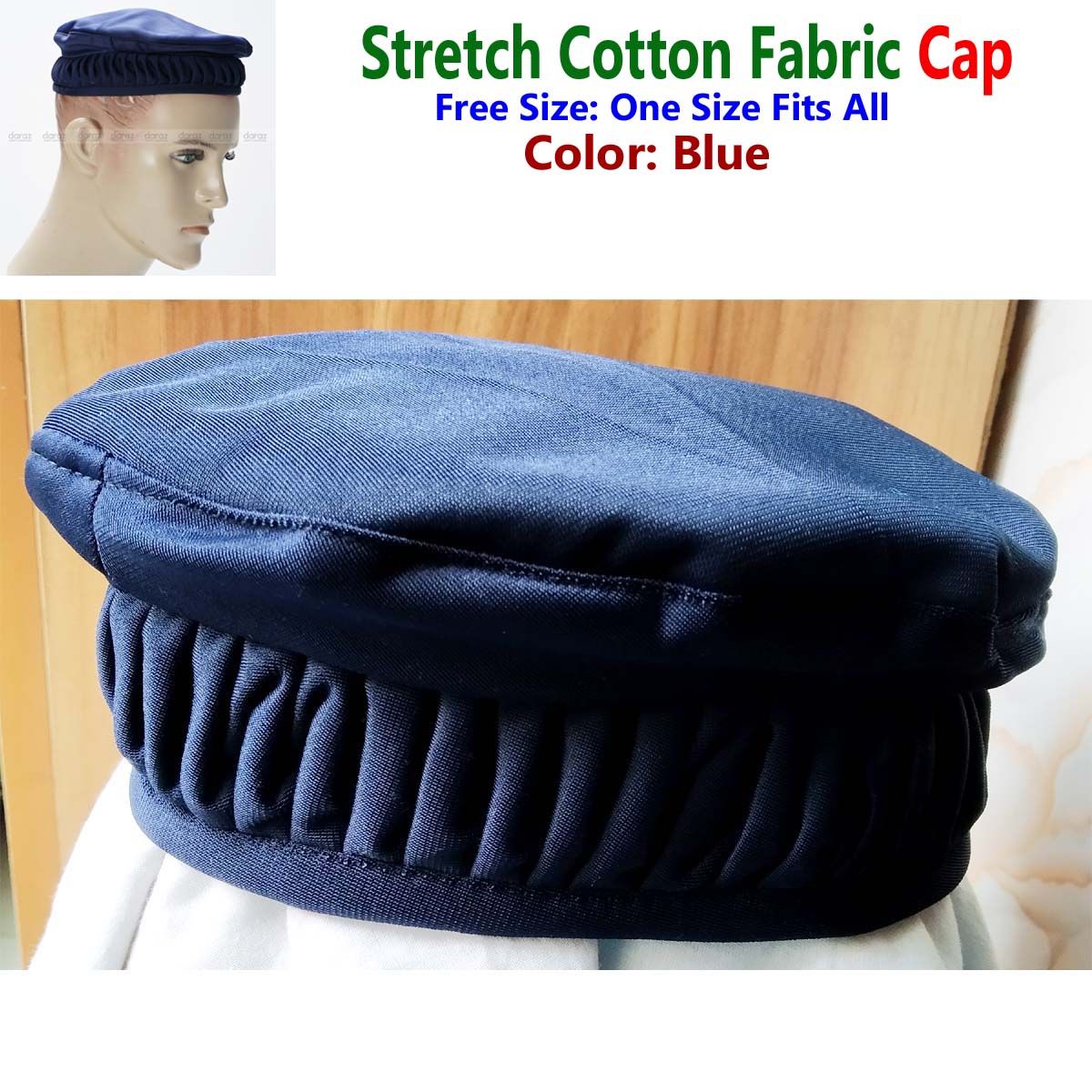 Stretch Cotton Afghan Caps and Hats (Advanced Quality) Tupi-Blue