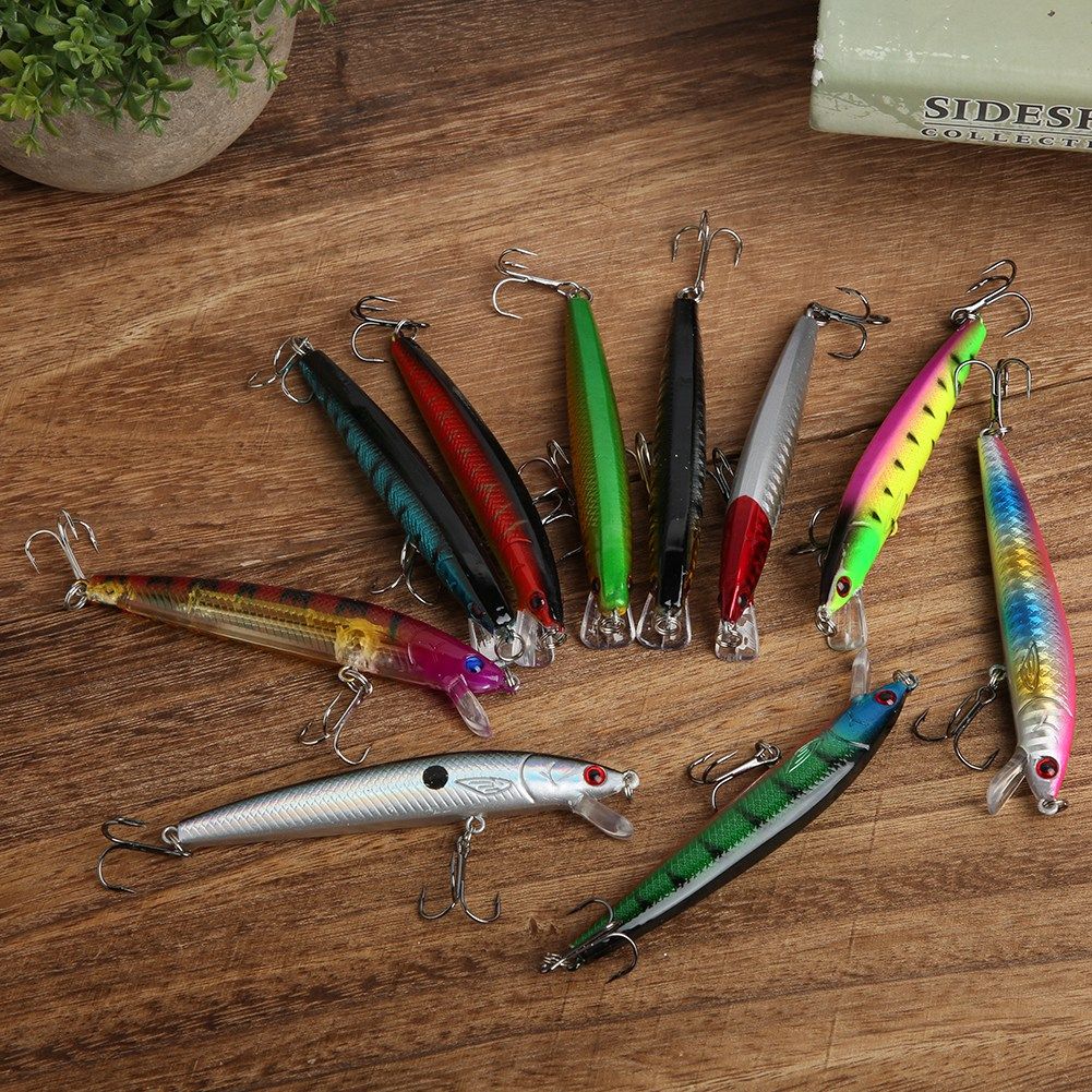 Durable Hard Bait Lures Simulation 9.5cm Plastic With Hooks 10Pcs