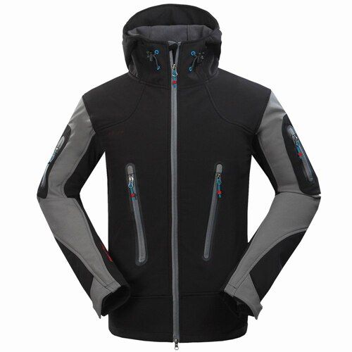 Customize LOGO Waterproof Outdoor Climbing Mountain Hiking Clothing Warm Fleece Softshell Jacket Men Fishing  Ski Clothes