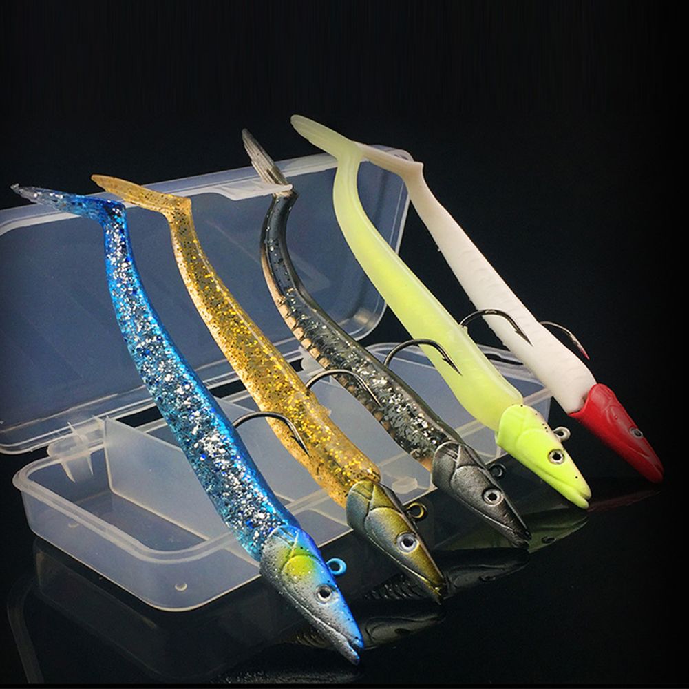 5Pcs  Head Fishing Lures Set 22g 11cm Artificial Soft Bait with Fishhook for Saltwater and water Fishing