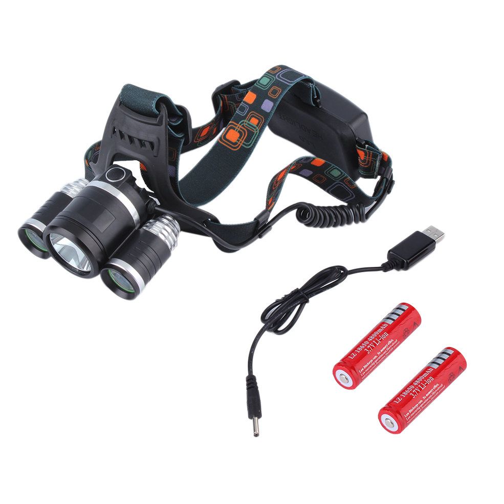 MA 5000Lm 3x  XM-L T6 LED Rechargeable USB Headlamp Headlight Light 2x 18650-1