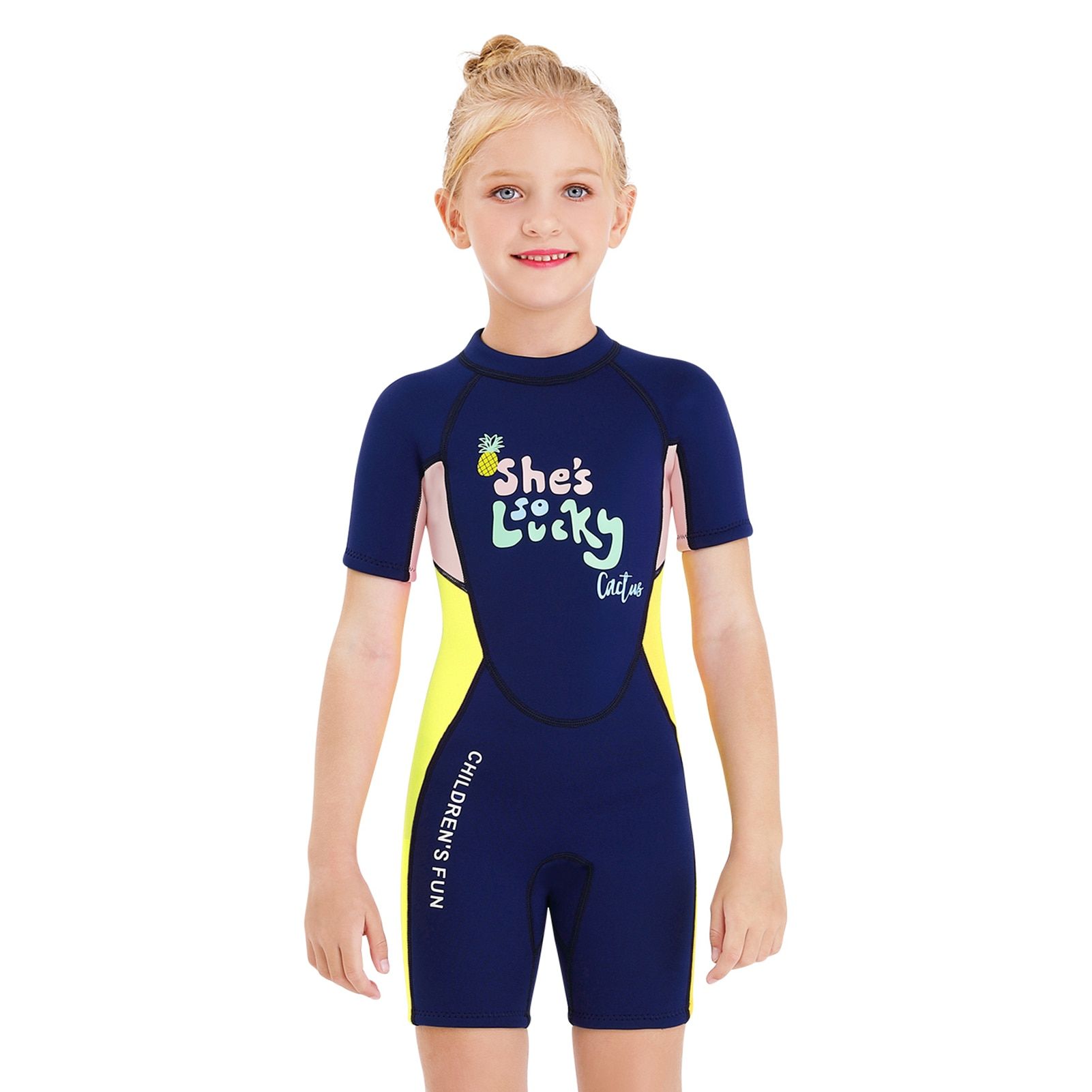 Swimming Jumpsuit Scuba Dive Swimwear Girls 2mm Neoprene Youth Kids Wetsuit Shorty Surfing Suit Short Sleeve Diving Snorkeling
